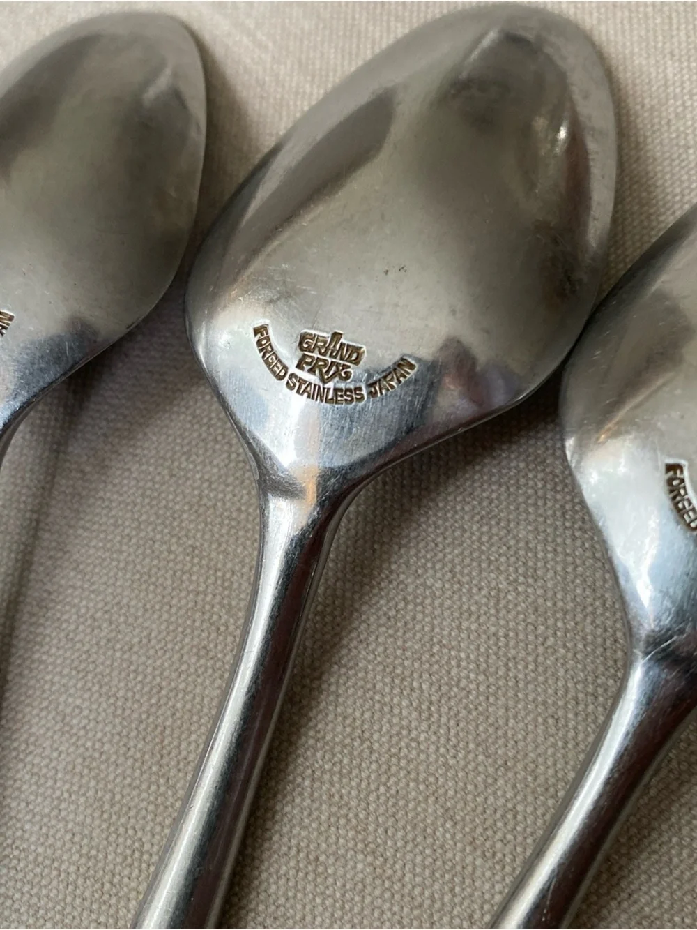 VTG MCM Grand Prix Dior Muffin Flatware 19 Pc Lot Stainless Japan Faux Wood